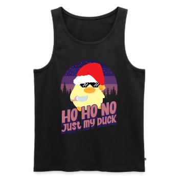 Ho Ho No My Duck - Ente mit Messer Duck with Knife - Débardeur bio Premium Homme - noir - Devant - AI Model Male 178 light (178cm)