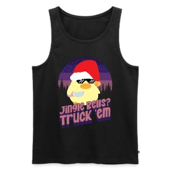 Truck the Bells - Ente mit Messer Duck with Knife - Débardeur bio Premium Homme - noir - Devant - AI Model Male 178 light (178cm)