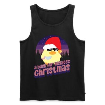 Buck pour Noël Ente mit Messer Duck avec couteau - Débardeur bio Premium Homme - noir - Devant - AI Model Male 178 light (178cm)