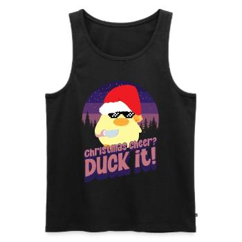 Noël Duck it - Ente mit Messer Duck with Knife - Débardeur bio Premium Homme - noir - Devant - AI Model Male 178 light (178cm)