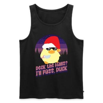 Deck the Halls - Ente mit Messer Duck with Knife - Débardeur bio Premium Homme - noir - Devant - AI Model Male 178 light (178cm)