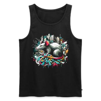 Graffiti Rat: Urban Intelligence - Men's Premium Organic Tank Top - black - Front - Michal (187cm)
