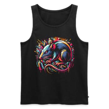 Rat in the Graffiti Jungle: Urban Art - Men's Premium Organic Tank Top - black - Front - AI Model Male 178 light (178cm)