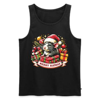 Merry Rat - Joyeux Noël - Débardeur bio Premium Homme - noir - Devant - Michal (187cm)