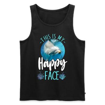 Dolphin This Is My Happy Face - Männer Premium Bio Tank Top - Schwarz - Vorne - Michal (187cm)