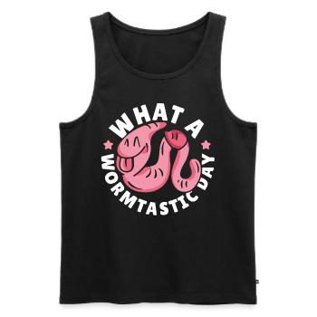 What A Wormtastic Day Worm Farming Vermiculture - Men's Premium Organic Tank Top - black - Front - AI Model Male 178 light (178cm)
