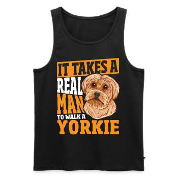 Propriétaire d’un Yorkshire Terrier : Juste un vrai homme - Débardeur bio Premium Homme - noir - Devant - Michal (187cm)