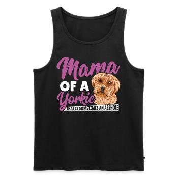 Maman d’un Yorkie qui obtient parfois un A* - Débardeur bio Premium Homme - noir - Devant - Michal (187cm)
