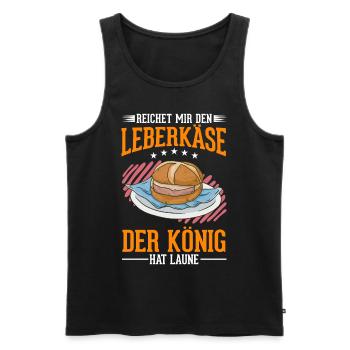 Leberkas König Leberkäse Fleischkäse - Männer Premium Bio Tank Top - Schwarz - Vorne - Michal (187cm)