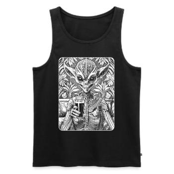 Alien Lounge: Unique shirt for sci-fi fans! - Men's Premium Organic Tank Top - black - Front - AI Model Male 178 light (178cm)