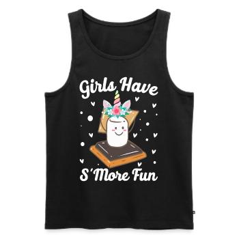 Lustige Smores Camping Mädchen - Männer Premium Bio Tank Top - Schwarz - Vorne - AI Model Male 178 light (178cm)