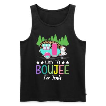 Boujee Camping Weiblicher Glamper - Männer Premium Bio Tank Top - Schwarz - Vorne - AI Model Male 178 light (178cm)