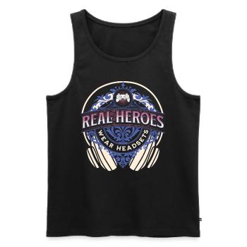 Real Heroes wear Headsets Funny Gamer Boys & Kids - Men's Premium Organic Tank Top - black - Front - Michal (187cm)