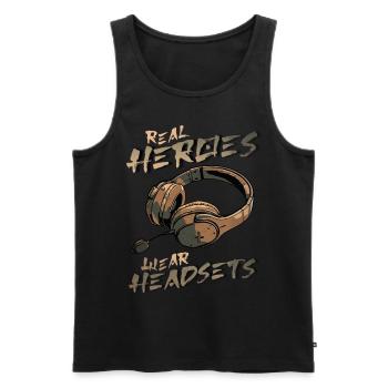 Real Heroes wear Headsets Funny Gamer Boys & Kids - Men's Premium Organic Tank Top - black - Front - Michal (187cm)