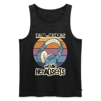 Real Heroes wear Headsets Funny Gamer Boys & Kids - Men's Premium Organic Tank Top - black - Front - Michal (187cm)