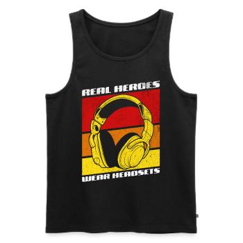 Real Heroes wear Headsets Funny Gamer Boys & Kids - Men's Premium Organic Tank Top - black - Front - Michal (187cm)