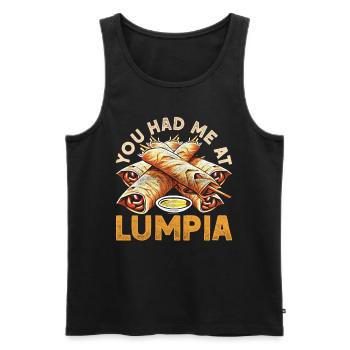 Tu m’as eu à Lumpia - Débardeur bio Premium Homme - noir - Devant - Michal (187cm)