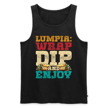 Lumpia Wrap Trempette Et Dégustez - Débardeur bio Premium Homme - noir - Devant - AI Model Male 178 light (178cm)