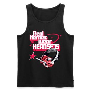 Real Heroes wear Headsets Funny Gamer Boys & Kids - Men's Premium Organic Tank Top - black - Front - Michal (187cm)