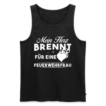 Mein Herz brennt für eine Feuerwehrfrau - Männer Premium Bio Tank Top - Schwarz - Vorne - AI Model Male 178 light (178cm)