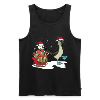 Blaufußtölpel Schneemann Weihnachten - Männer Premium Bio Tank Top - Schwarz - Vorne - Michal (187cm)