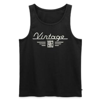 Vintage 1963 Birth Year Minimalist Birthday - Men's Premium Organic Tank Top - black - Front - Michal (187cm)