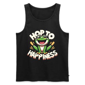 Funny Frog - Hop to Happiness - Men's Premium Organic Tank Top - black - Front - AI Model Male 178 light (178cm)