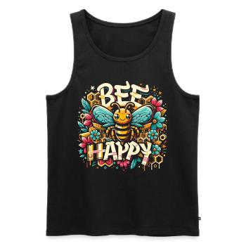 Fleurs et nids d’abeilles : Design d’abeille créatif - Débardeur bio Premium Homme - noir - Devant - Michal (187cm)