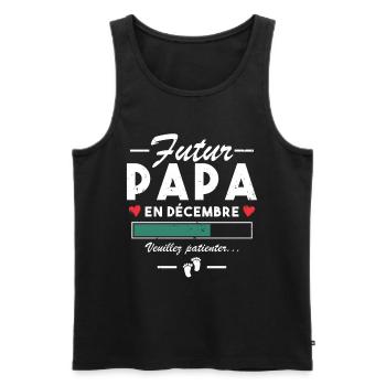 Homme Annonce Grossesse Futur Papa En décembre - Débardeur bio Premium Homme - noir - Devant - AI Model Male 178 light (178cm)