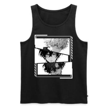 Dark Gothic Anime Guys Grunge Aesthetic Edgy Manga - Männer Premium Bio Tank Top - Schwarz - Vorne - AI Model Male 178 light (178cm)