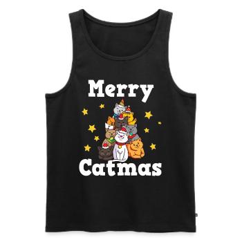 Merry Catmas Katzen Weihnachten Weihnachtsbaum - Männer Premium Bio Tank Top - Schwarz - Vorne - Michal (187cm)