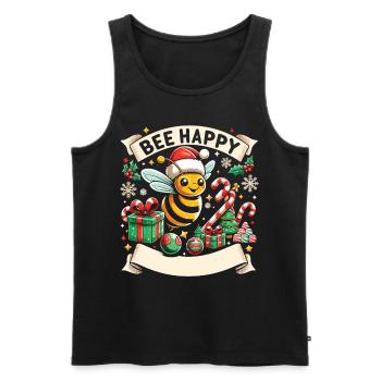 Weihnachtsbiene: Festliche Freude - Männer Premium Bio Tank Top - Schwarz - Vorne - AI Model Male 178 light (178cm)