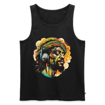 Reggae Man, Reggae Music, Reggae Feeling, Reggae, - Men's Premium Organic Tank Top - black - Front - AI Model Male 178 light (178cm)