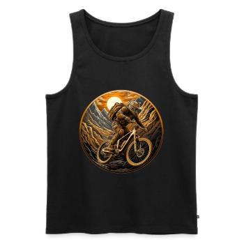 Vététiste, VTT, montagnes, soleil - Débardeur bio Premium Homme - noir - Devant - Michal (187cm)