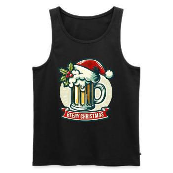 Beery Noël - Vacances Noël drôle en famille - Débardeur bio Premium Homme - noir - Devant - Michal (187cm)
