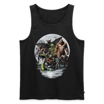 Groupe Cryptid - Débardeur bio Premium Homme - noir - Devant - AI Model Male 178 light (178cm)