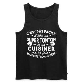 Super Tonton et un Cuisinier Cadeau Humour - Débardeur bio Premium Homme - noir - Devant - Michal (187cm)