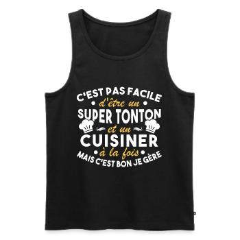 Super Tonton et un Cuisinier Cadeau Humour - Débardeur bio Premium Homme - noir - Devant - Michal (187cm)