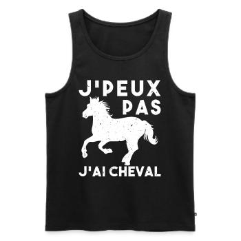 J'Peux Pas J'Ai Cheval Animal Equitation - Débardeur bio Premium Homme - noir - Devant - AI Model Male 178 light (178cm)