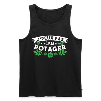 J'Peux pas J'ai Potager Cadeau De Jardinage Drole - Débardeur bio Premium Homme - noir - Devant - Michal (187cm)
