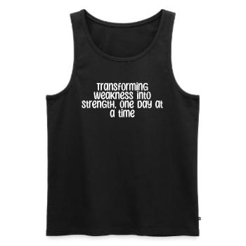 Fitness - Transforming weakness into strength, - Men's Premium Organic Tank Top - black - Front - AI Model Male 178 light (178cm)