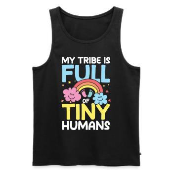 My Tribe Is Full Of Tiny Humans - Männer Premium Bio Tank Top - Schwarz - Vorne - Michal (187cm)