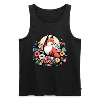 Fuchs Blumen Floral Cottagecore Retro Tier - Männer Premium Bio Tank Top - Schwarz - Vorne - AI Model Male 178 light (178cm)