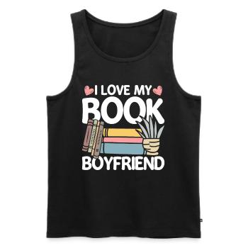 Amoureux des livres de lecture, j’aime mon petit ami de livre - Débardeur bio Premium Homme - noir - Devant - Michal (187cm)