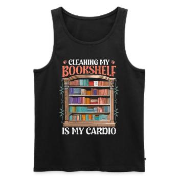 Book Lover Cleaning My Bookshelf Is My Cardio - Men's Premium Organic Tank Top - black - Front - Michal (187cm)