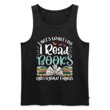 Book lovers read books - Men's Premium Organic Tank Top - black - Front - Michal (187cm)