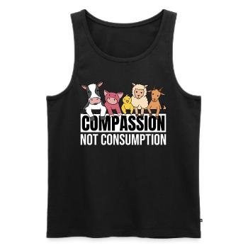 Compassion Not Consumption Love Animals Vegan - Männer Premium Bio Tank Top - Schwarz - Vorne - AI Model Male 178 light (178cm)