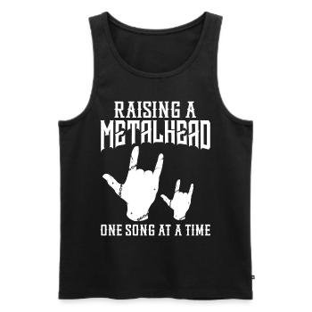Raising a Metalhead One Song at a Time Hand Horns - Männer Premium Bio Tank Top - Schwarz - Vorne - Michal (187cm)