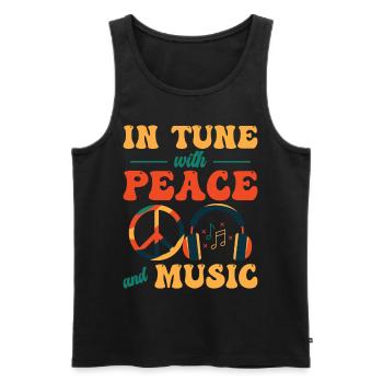 In Tune with Peace and Music Peace Music Musical H - Männer Premium Bio Tank Top - Schwarz - Vorne - AI Model Male 178 light (178cm)