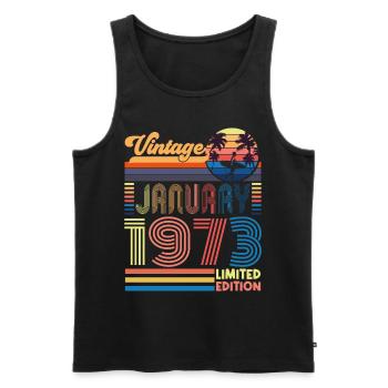 Jahrestag Januar 1973. Geschenk Januar 1973. - Männer Premium Bio Tank Top - Schwarz - Vorne - Michal (187cm)